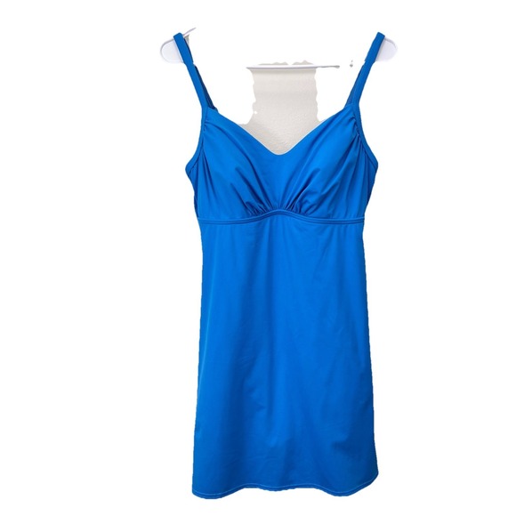 Lands' End‎ Blue Slender Suit Mini Swim Dress One Piece Size 10 D - Picture 1 of 13